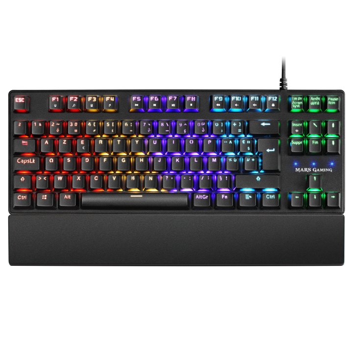 Teclado Mecanico Compacto Tkl Mars Gaming Mkxtkl Frances Switch Azul Outemu Sq Iluminacion Rgb Reposamuñecas Extraible
