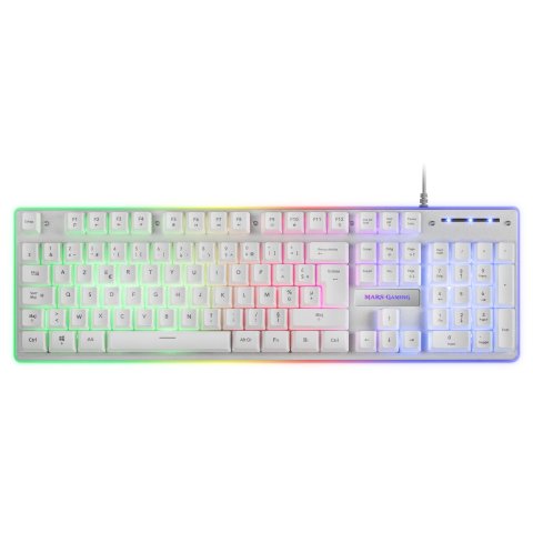 Pack Teclado Mouse Y Alfombrilla Mars Gaming Mcpx Frances White Telcado Hibrido H-mech Mouse Ultra Ligero 10k Y Alfombrilla X