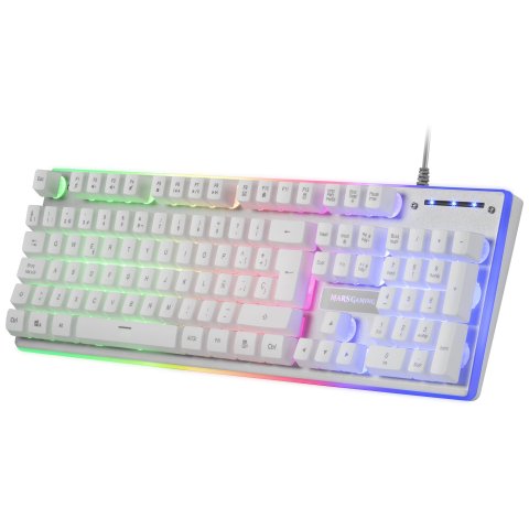 Pack Teclado Mouse Y Alfombrilla Mars Gaming Mcpx Frances White Telcado Hibrido H-mech Mouse Ultra Ligero 10k Y Alfombrilla X