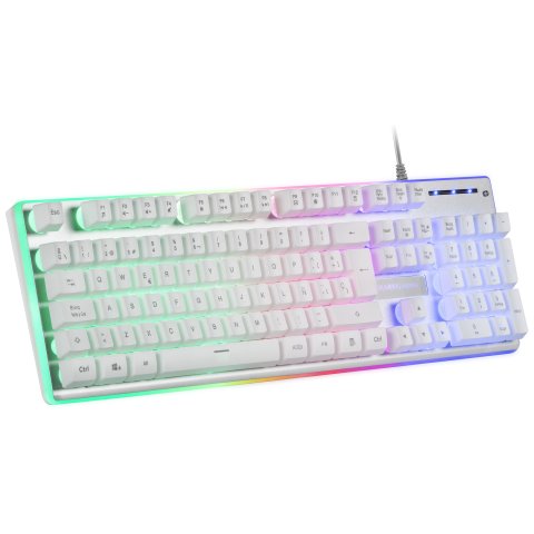 Pack Teclado Mouse Y Alfombrilla Mars Gaming Mcpx Frances White Telcado Hibrido H-mech Mouse Ultra Ligero 10k Y Alfombrilla X