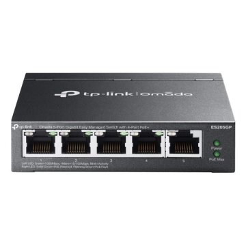 Switch Gestionable Tp-link Es205g Omada 5p 5x1gb Rj45 4 Poe Facil Gestion Carcasa Metalica Vlan Qos 