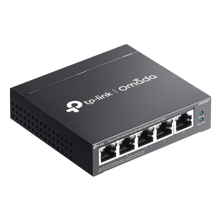 Switch Gestionable Tp-link Es205g Omada 5p 5x1gb Rj45 4 Poe Facil Gestion Carcasa Metalica Vlan Qos 