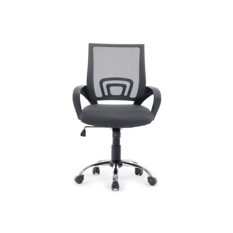 Silla De Oficina Equip De Malla Color Gris Oscuro Recubrimiento Pu De Alta Calidad Diseño Ergonomico