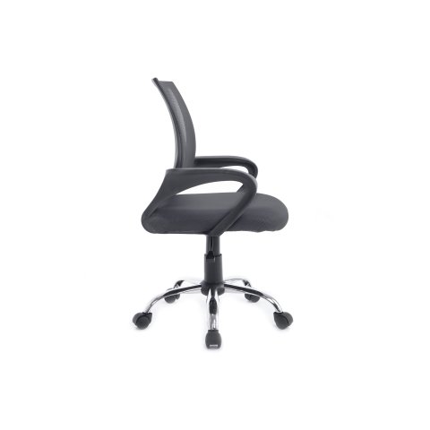 Silla De Oficina Equip De Malla Color Gris Oscuro Recubrimiento Pu De Alta Calidad Diseño Ergonomico