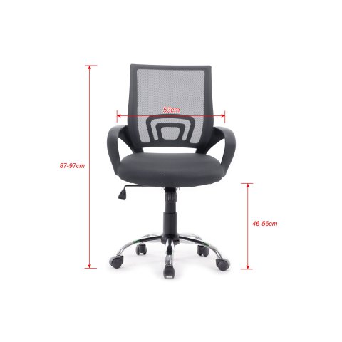 Silla De Oficina Equip De Malla Color Gris Oscuro Recubrimiento Pu De Alta Calidad Diseño Ergonomico