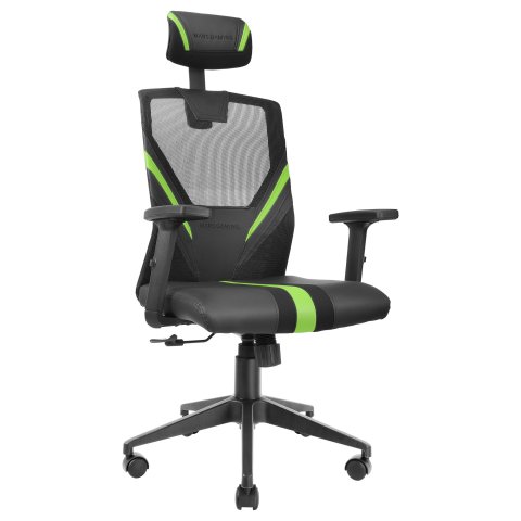 Silla Ergonomica Mars Gaming Mgc-ergo Negra Con Detalles En Verde Respaldo En Malla Transpirable Ajuste Lumbar-cervical-repos