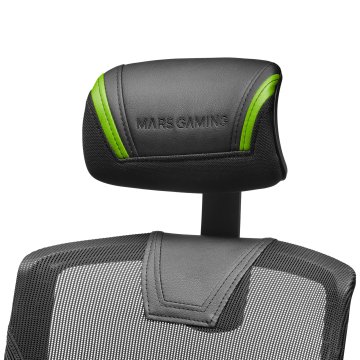 Silla Ergonomica Mars Gaming Mgc-ergo Negra Con Detalles En Verde Respaldo En Malla Transpirable Ajuste Lumbar-cervical-repos 2