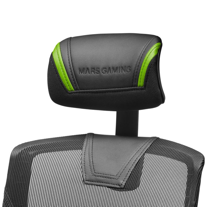 Silla Ergonomica Mars Gaming Mgc-ergo Negra Con Detalles En Verde Respaldo En Malla Transpirable Ajuste Lumbar-cervical-repos