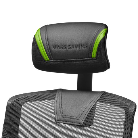 Silla Ergonomica Mars Gaming Mgc-ergo Negra Con Detalles En Verde Respaldo En Malla Transpirable Ajuste Lumbar-cervical-repos