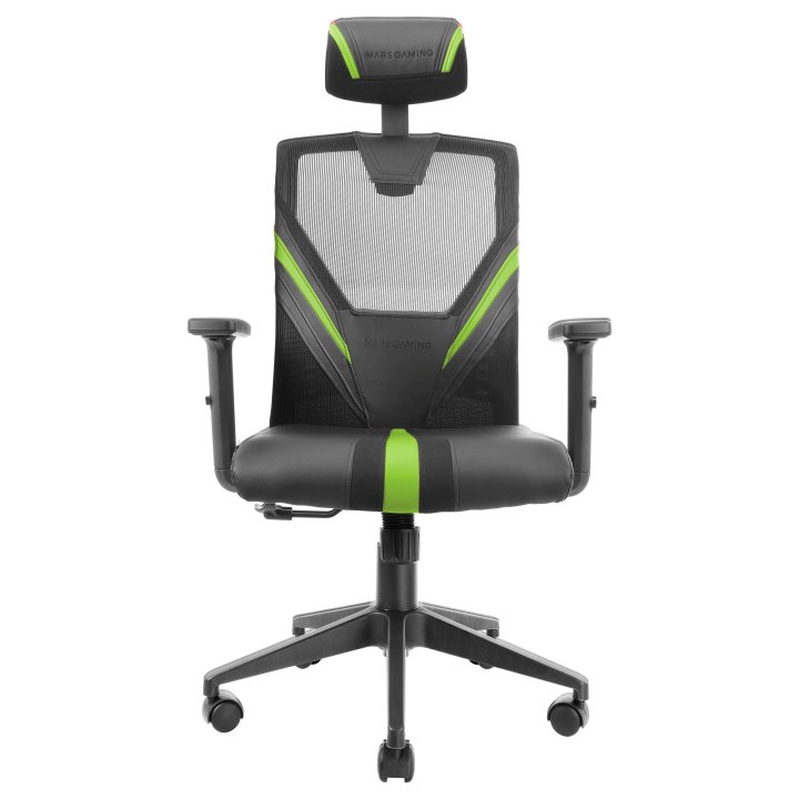 Silla Ergonomica Mars Gaming Mgc-ergo Negra Con Detalles En Verde Respaldo En Malla Transpirable Ajuste Lumbar-cervical-repos
