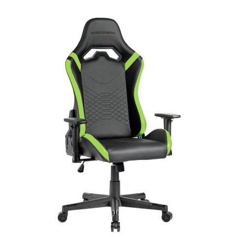 Silla Gamer Mars Gaming Mgcprobg Negra Con Detalle Verdes Brazos Regulables En Altura Reclinable 135º Cojines Ergonomicos Sof