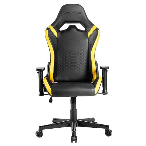 Silla Gamer Mars Gaming Mgcproby Negra Con Detalle Amarillos Brazos Regulables En Altura Reclinable 135º Cojines Ergonomicos 