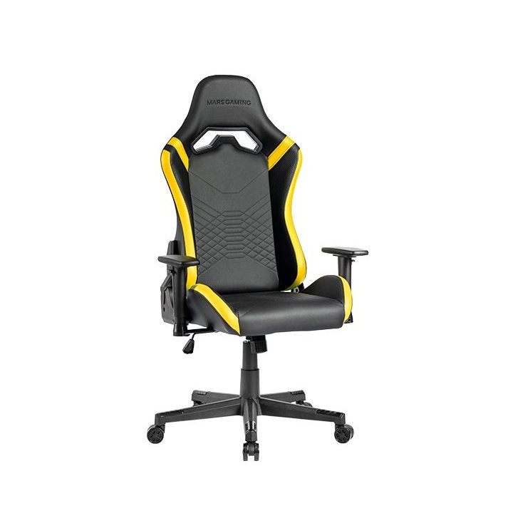 Silla Gamer Mars Gaming Mgcproby Negra Con Detalle Amarillos Brazos Regulables En Altura Reclinable 135º Cojines Ergonomicos 