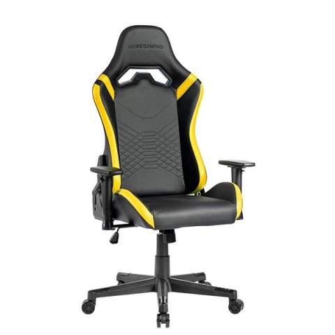 Silla Gamer Mars Gaming Mgcproby Negra Con Detalle Amarillos Brazos Regulables En Altura Reclinable 135º Cojines Ergonomicos 