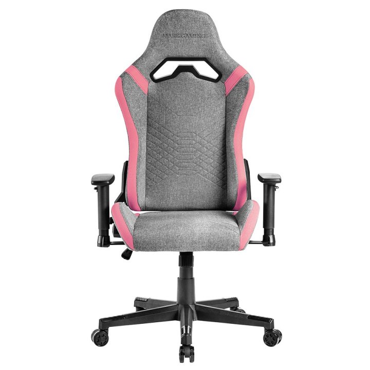 Silla Gamer Mars Gaming Mgcprofpk Gris Con Detalles Rosas Brazos Regulables En Altura Reclinable 135º Cojines Soft-touch Rued