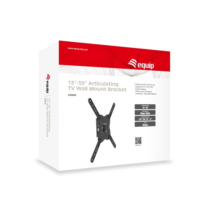 Soporte De Pared Orientable Equip Para Pantalla De 13" - 55" Inclinable -14âº +5âº Max 30kgs Vesa Max 400x400 650405