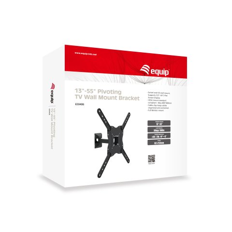 Soporte De Pared Orientable Equip Para Pantalla De 13" - 55" Brazo Inclinable Y Giratorio Max. Vesa 400x400 Hasta 30kgs 65040