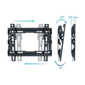 Soporte De Pared Orientable Tooq Lp1044t-b Para Pantalla 23-43" Inclinable Max 45kg Vesa 200x200 Negro Inclinacion -8âº 2