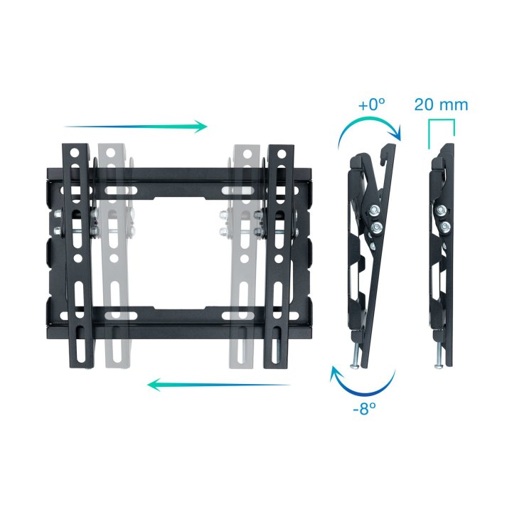 Soporte De Pared Orientable Tooq Lp1044t-b Para Pantalla 23-43" Inclinable Max 45kg Vesa 200x200 Negro Inclinacion -8âº