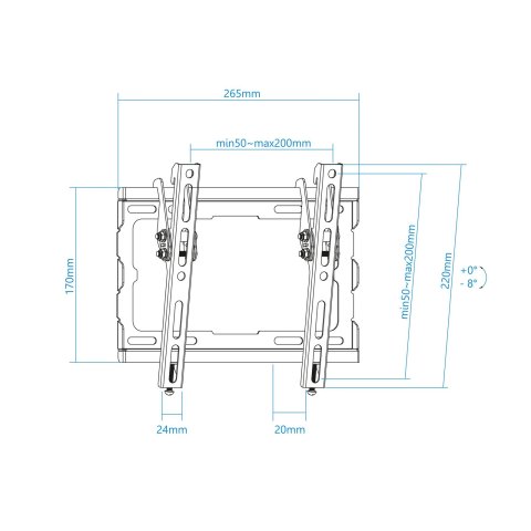 Soporte De Pared Orientable Tooq Lp1044t-b Para Pantalla 23-43" Inclinable Max 45kg Vesa 200x200 Negro Inclinacion -8âº