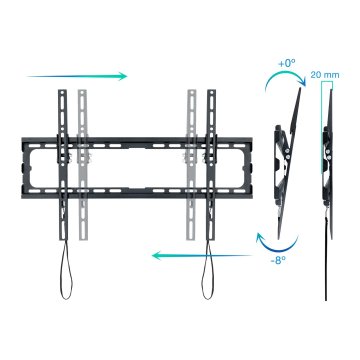 Soporte De Pared Orientable Tooq Lp1081t-b Para Pantalla 37"- 80" Max 45kg Vesa 200x200 A 600x400 Inclinable 2