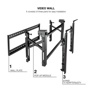 Soporte De Pared Orientable Tooq Tqvw4570t Para Pantallas 45" A 70" Video Wall 6 Puntos De Regulacion Antirrobo Vesa 200x200  2