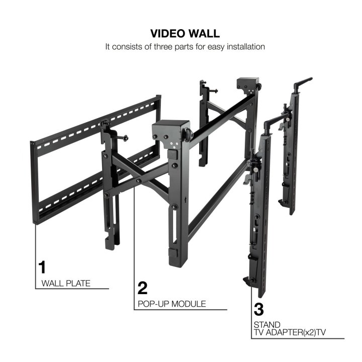 Soporte De Pared Orientable Tooq Tqvw4570t Para Pantallas 45" A 70" Video Wall 6 Puntos De Regulacion Antirrobo Vesa 200x200 