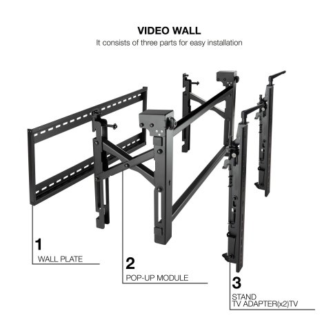 Soporte De Pared Orientable Tooq Tqvw4570t Para Pantallas 45" A 70" Video Wall 6 Puntos De Regulacion Antirrobo Vesa 200x200 
