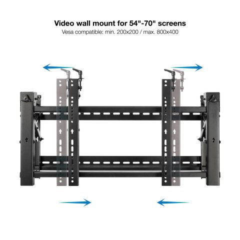 Soporte De Pared Orientable Tooq Tqvw5470t Para Pantallas 54" A 70" Video Wall 6 Puntos De Regulacion Antirrobo Vesa 200x200 