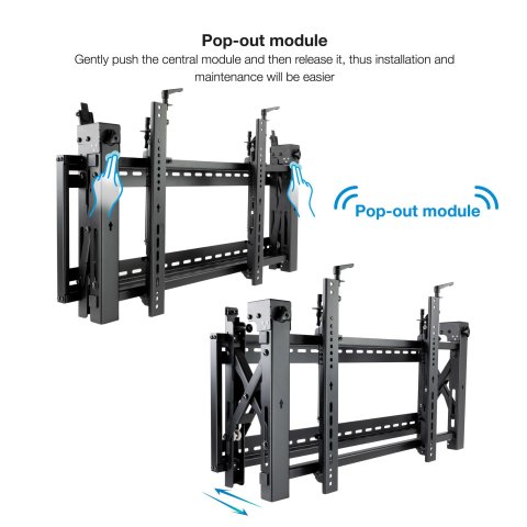Soporte De Pared Orientable Tooq Tqvw5470t Para Pantallas 54" A 70" Video Wall 6 Puntos De Regulacion Antirrobo Vesa 200x200 