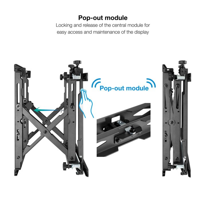 Soporte De Pared Orientable Tooq Tqvw4571t Para Pantallas 45" A 70" Video Wall Extensible Pop-up 12âº Inclinacion Max 70kg An