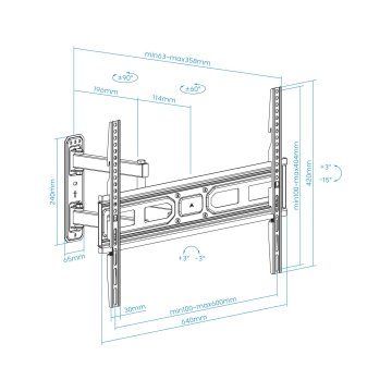 Soporte De Pared Orientable Tooq Lp7863tn-b Para Pantalla 37"- 70" Doble Brazo Con Giro E Inclinacion Max 35kg Vesa 100x100 H 2