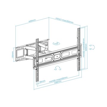 Soporte De Pared Orientable Tooq Lp7866tn-b Para Pantalla 37"- 80" Doble Brazo Dual Con Giro E Inclinacion Max 35kg Vesa 100x 2