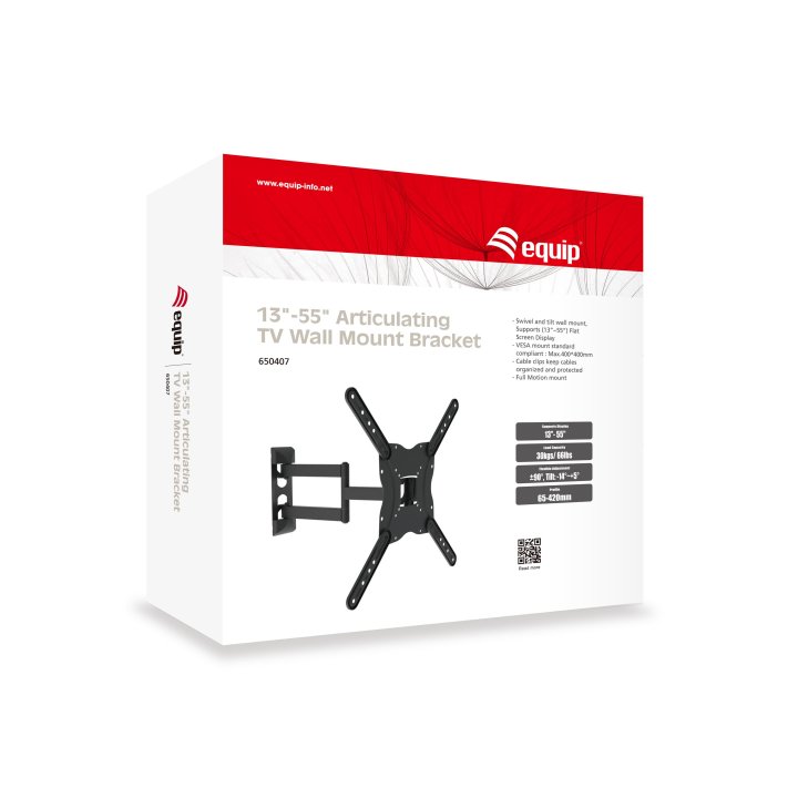 Soporte De Pared Orientable Equip Para Pantalla De 23" - 55" Doble Brazo Inclinable Y Giratorio Max. Vesa 400x400 Hasta 30kgs
