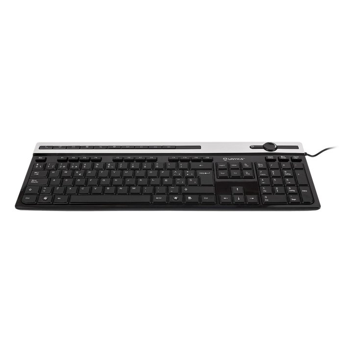 Teclado Multimedia Unykach A2930 Usb Diseño Slim Con 105 Teclas + 12 Multimedia Color Negro