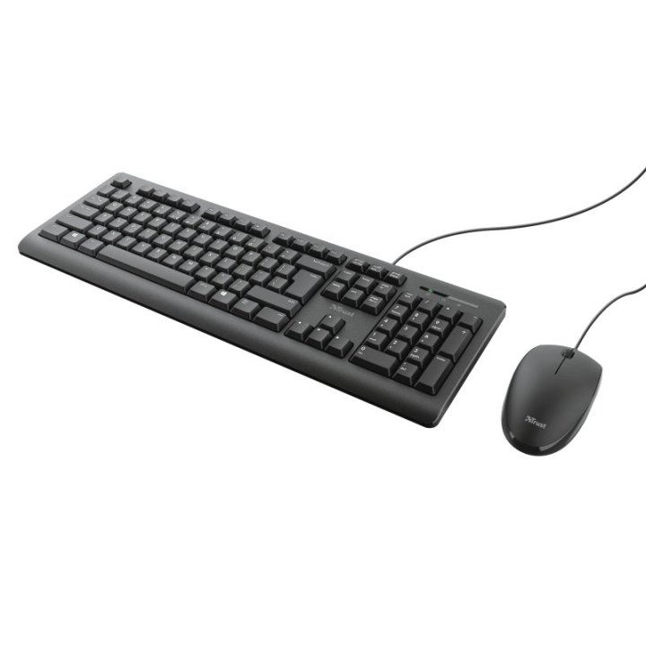 Pack Teclado Y Mouse Trust Tkm-250 Silencioso Resistente A La Caida De Liquidos Cable 1.8m 23977