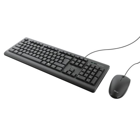 Pack Teclado Y Mouse Trust Tkm-250 Silencioso Resistente A La Caida De Liquidos Cable 1.8m 23977