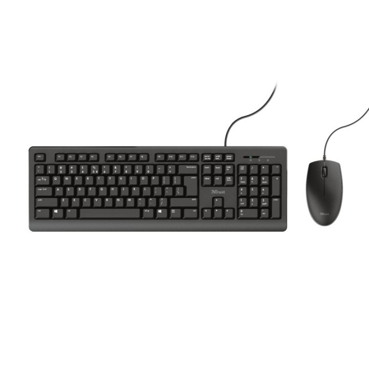 Pack Teclado Y Mouse Trust Tkm-250 Silencioso Resistente A La Caida De Liquidos Cable 1.8m 23977
