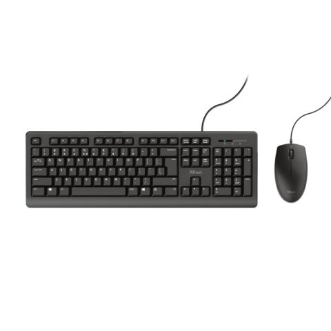 Pack Teclado Y Mouse Trust Tkm-250 Silencioso Resistente A La Caida De Liquidos Cable 1.8m 23977