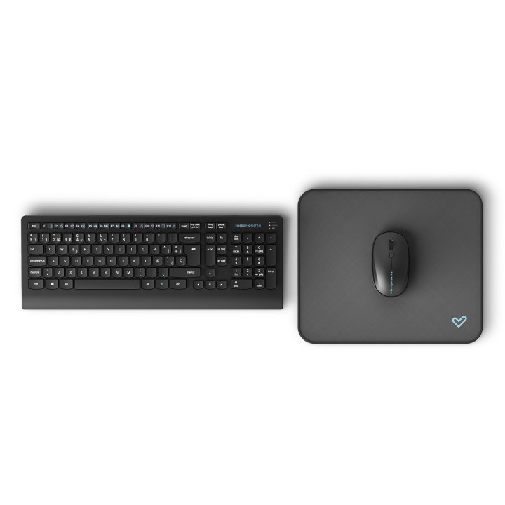 Kit Wireless De Teclado Mouse Y Alfombrilla Energy Office Wireless Set 3 Silent Color Negro - Oferta_moving