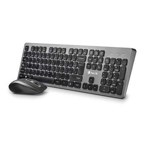 Pack Teclado Y Mouse Ngs Idol Kit Wireless De 2,4 Ghz. 12 Teclas Multimedia. 800 1200 1600 Dpi