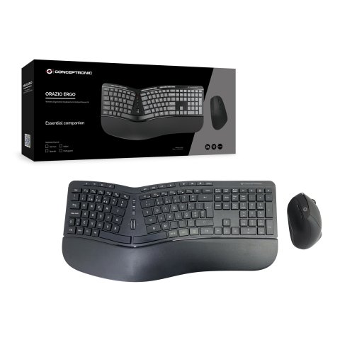 Pack Teclado Y Mouse Wireless Ergonomico Conceptronic Orazio02 Portugues