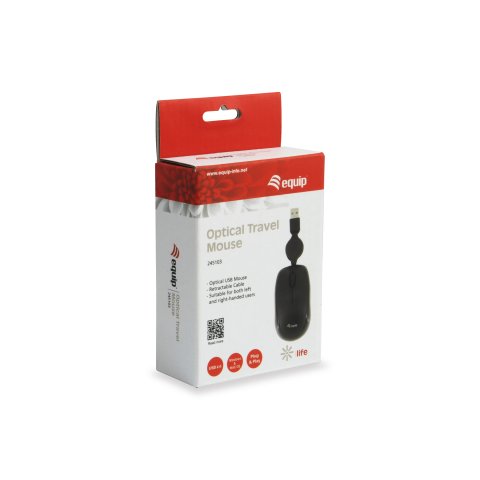Mouse Equip Life Optico 2 Botones Usb Cable Retractil Color Negro 1000dpi