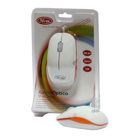 Mouse 3free Mcm101 wo Dise¥o Blanco Naranja