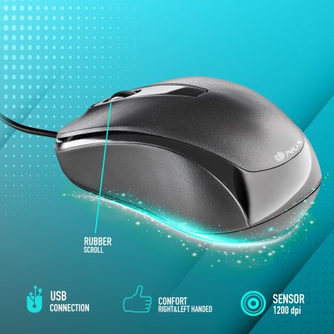 Mouse Ngs Easy Delta Black Optico Con Cable