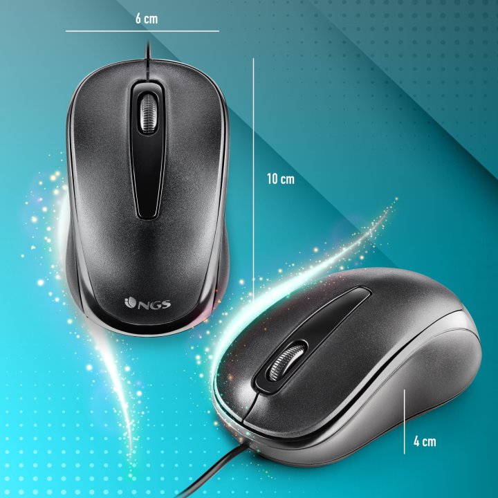 Mouse Ngs Easy Delta Black Optico Con Cable