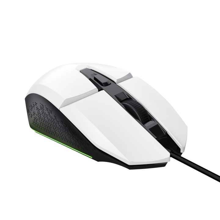 Mouse Trust Gaming Rgb Gxt 109w Felox 25066 Color Blanco Iluminacion Led 6 Botones Cable 150cm