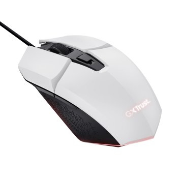 Mouse Trust Gaming Rgb Gxt 109w Felox 25066 Color Blanco Iluminacion Led 6 Botones Cable 150cm