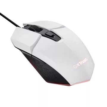 Mouse Trust Gaming Rgb Gxt 109w Felox 25066 Color Blanco Iluminacion Led 6 Botones Cable 150cm