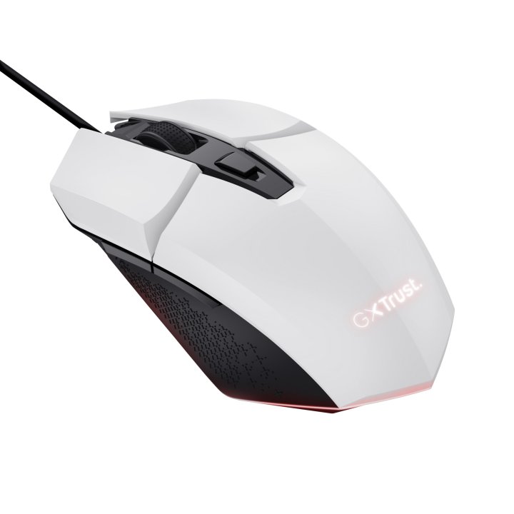 Mouse Trust Gaming Rgb Gxt 109w Felox 25066 Color Blanco Iluminacion Led 6 Botones Cable 150cm
